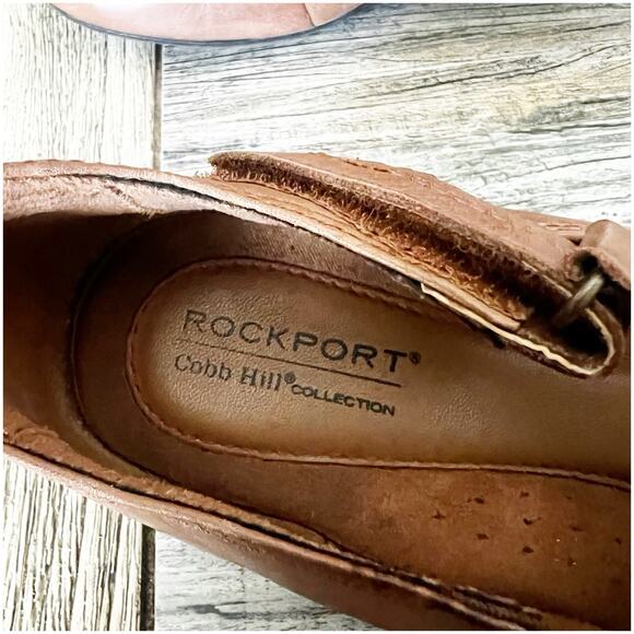 Rockport Cobblestone Strappy Jewett Round Toe Wedge Tan Leather Size 7.5 - Picture 10 of 10